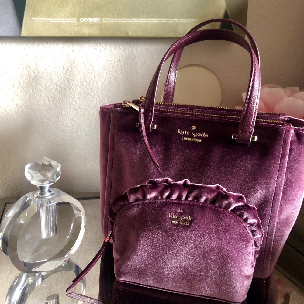 Kate Spade Velvet Crossbody & Coin Purse Set